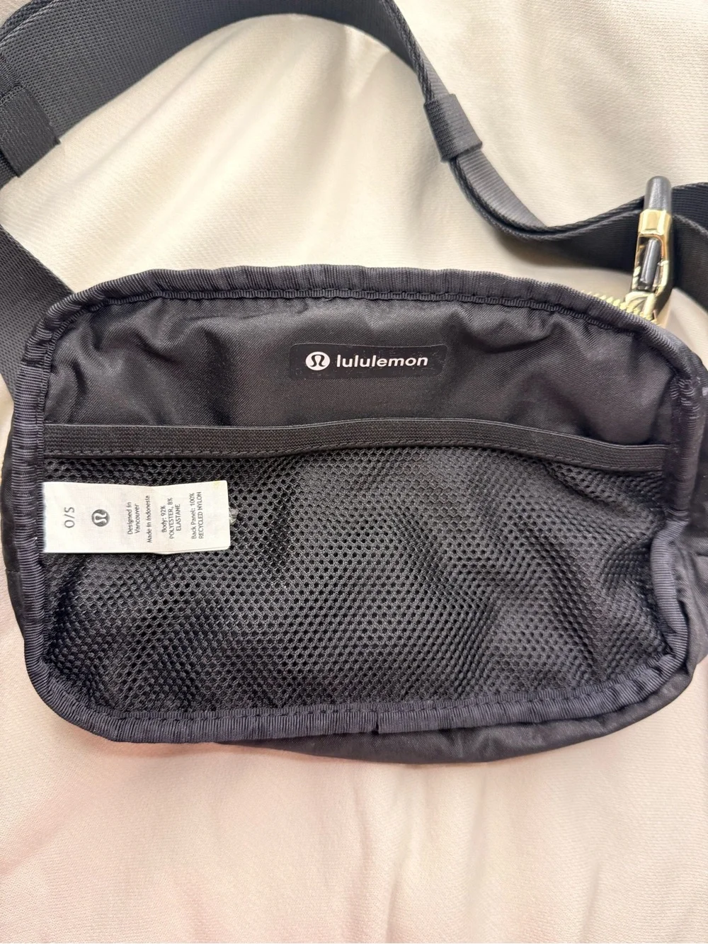 Lululemon Everywhere Belt Bag 1L (Velour Fabric) in Black with Gold Hardware